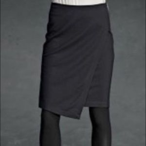 Cabi faux wrap dark grey exposed zip skirt career